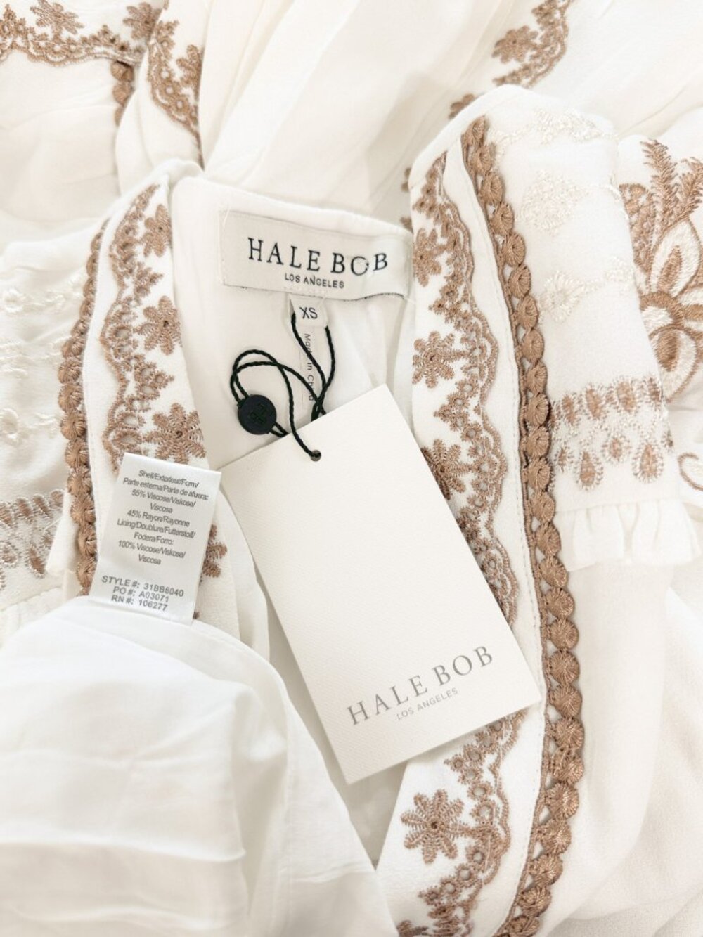 Hale Bob Stefani Embroidered Maxi Dress in Beige Off White Boho New NWT XS - Picture 7 of 7